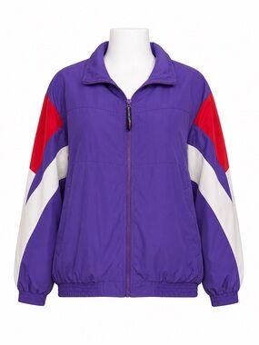 Size XXL PSC Vintage Women’s Purple Red White Colourblock Windbreaker Jacket
